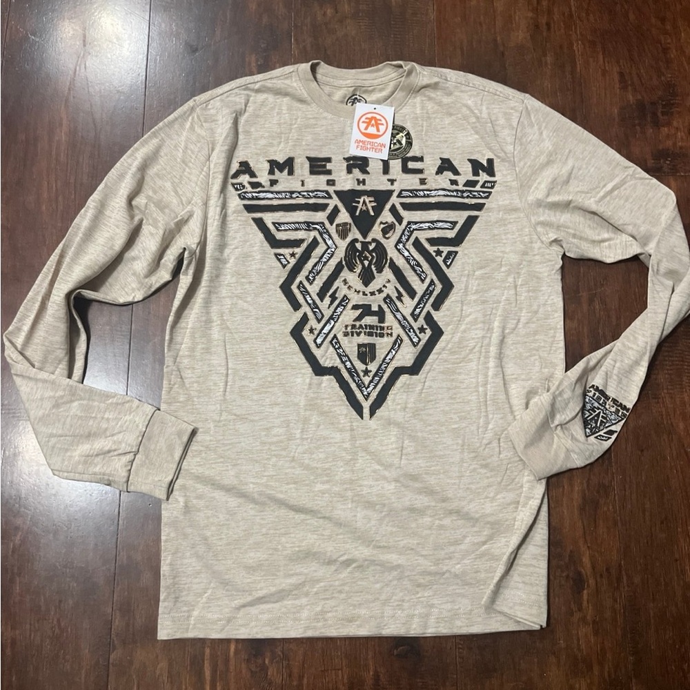 American Fighter Men's Tan Graphic Long Sleeve Tee